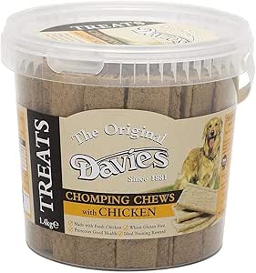 Snacks Para Perros Davies Chomping Chews - Sabor Pollo, 1.4 Kg, Sin Trigo Ni Cereales