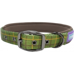 Dog & Co Green Check Collar Padded Buckled 1" X 22" - 26" Hem & Boo