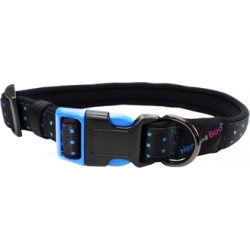 Hem & Boo Skye 1" X 14" -18" Padded Adjustable Dog Collar Black & Blues