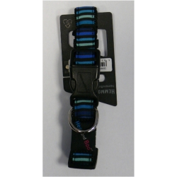 Hem & Boo Block 1/2" X 10" - 14" Adjustable Dog Collar Black & Blues