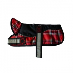 Animate Reflective Black / Red Tartan Padded Harness Coat 18" (46cm)