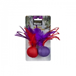 Webbox Festive Christmas Cat Twin Feather Balls